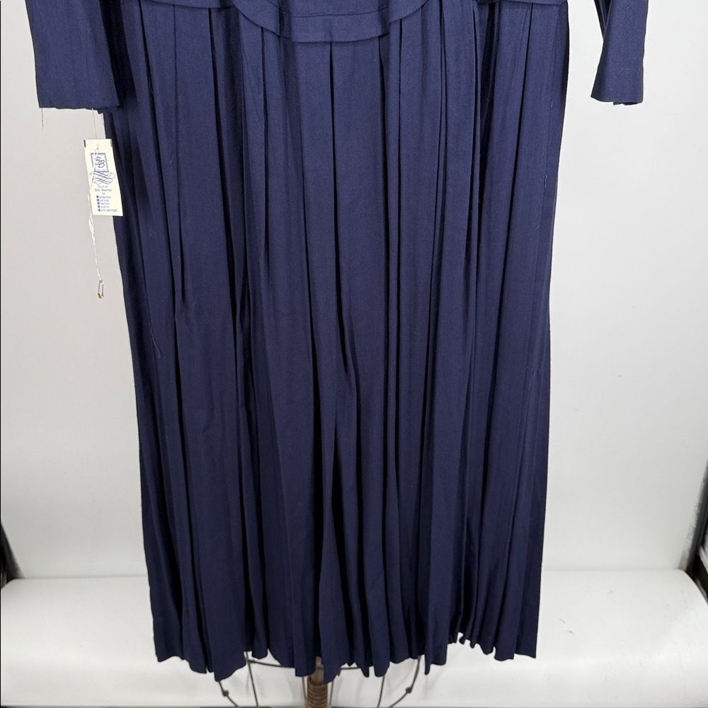 Marie St Claire Dress Wm 14 Vintage Blue 80s Crochet Collar Victorian Style - Picture 7 of 14
